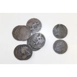 One bag of Queen Victoria pennies 1754 George II half penny 1771 George II half penny