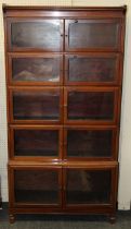 An early 20th century Globe Wernicke - style mahogany veneer five tier bookcase, each with  pair
