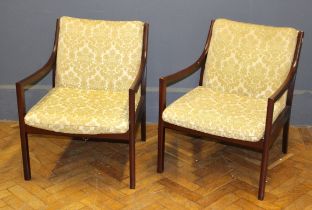 A pair of mid century Parker Knoll type lounge chairs, height to seat, 41cm