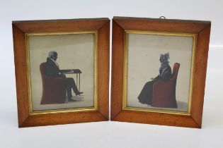 19th century English School, a silhouette portrait of The Reverend John Lamb and companion