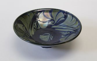 Alan Caigar - Smith 1930-2020 British A large pottery circular deep bowl, the deep blue ground