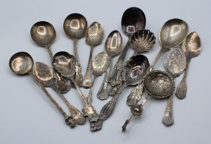 A pair of George IV silver jam spoons, each with bright cut decoration, London 1827, a pair of