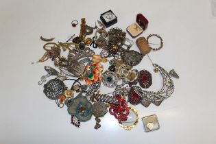 A collection of antique and vintage costume jewellery to include cut steel, a gold fronted citrine