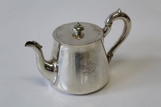 A Victorian sterling silver tea pot, marked for John Hunt & Robert Roskell, London, 1869, with