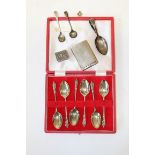 A collection of sterling silver items. Featuring a sterling silver side drawer Vesta; a