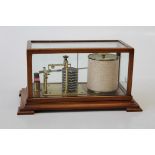 A mid 20th century Short and Mason walnut cased barograph, 36cm wide