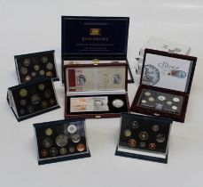 Fourteen Royal Mint cased collection of proof UK coins including silver 25th anniversary decimal set