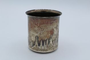 A Michelsen, an early 20th century Danish silver beaker of cylindrical form, decorated with a
