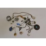 A collection of antique and vintage silver and costume jewellery. Featuring a gilt metal Victorian