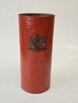 A scarlett painted composition stick stand decorated with the Royal Cypher, height 51cm