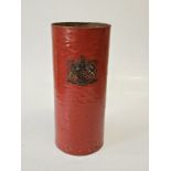 A scarlett painted composition stick stand decorated with the Royal Cypher, height 51cm