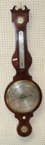 A 19th century mahogany barometer thermometer having silvered registers and inscribed Abraham