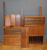 A 1970's Danish teak ' Royal system' set of modular wall units by Poul Cadovius comprising two