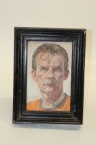 Julian Merrow-Smith ( British b. 1959) Self Portrait. Oil on board, 35 x 22cm. National Portrait