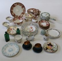An Edwardian hand coloured florally transfer decorated part tea service, a small quantity of early