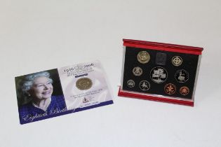 1996 Set 7 UK Delux proof set Royal Mint plus 2006 Queen Elizabeth II 80th Birthday commemorative