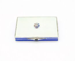 An early 20th Century  Austrian silver and enamel rectangular snuff box, with mint green guilloche