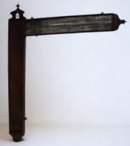 A George III mahogany and crossbanded signpost barometer by John Whitehurst, Derby, c1760. The