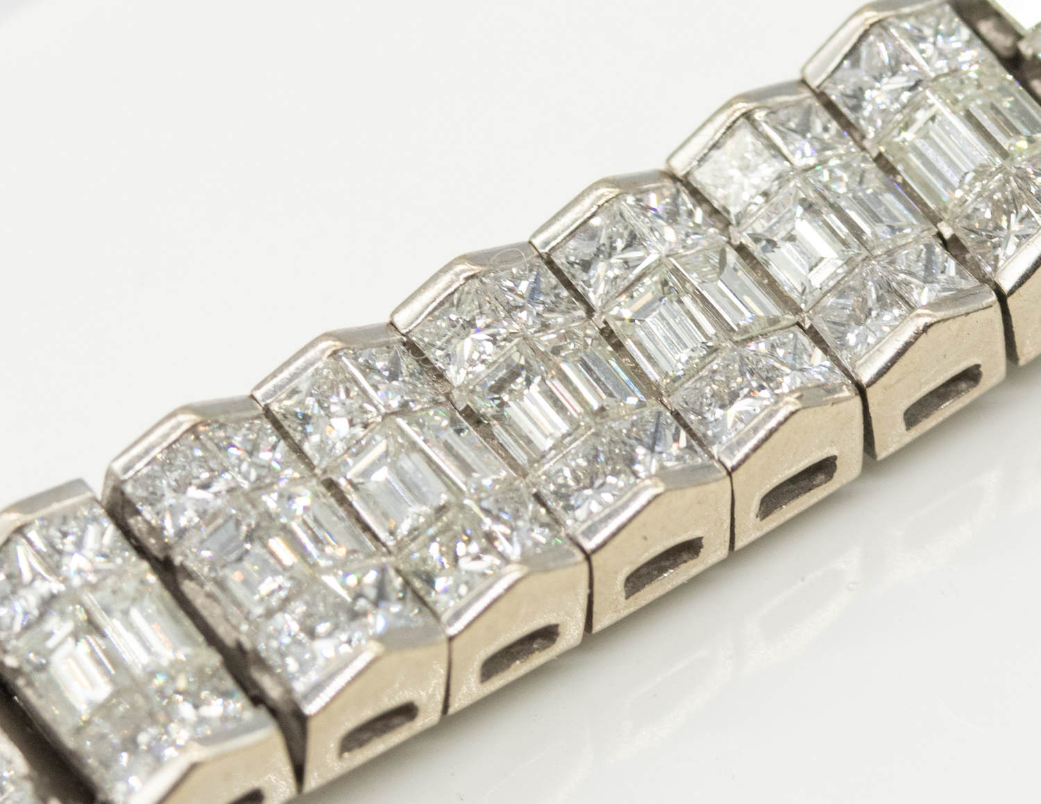 A diamond and 18ct white gold line bracelet with an estimated diamond weight approx 19.45 carats, - Image 8 of 8