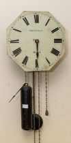 A 19th Century Whitehurst of Derby hook and spike octagonal shaped wall clock, circa 1840, rare in