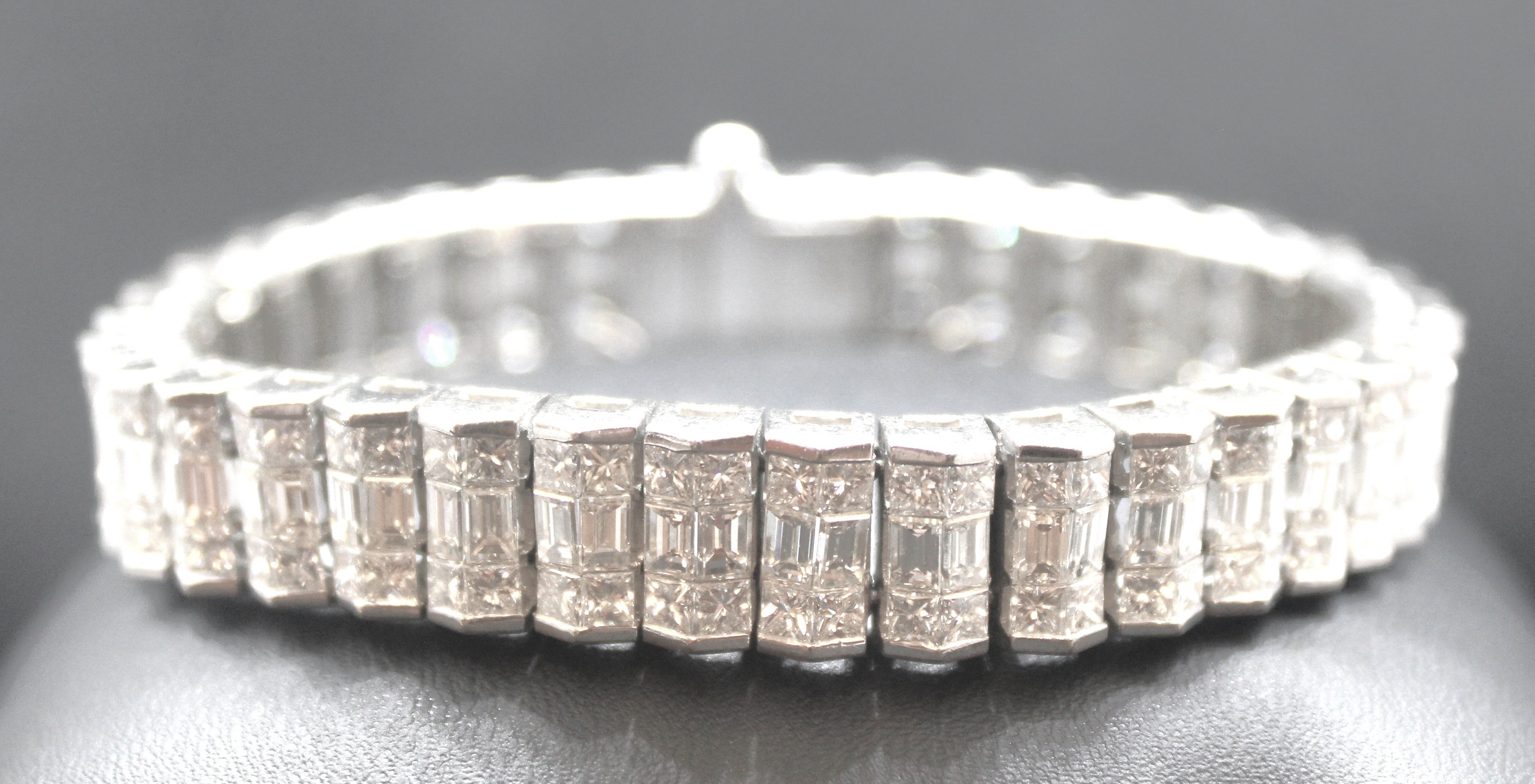 A diamond and 18ct white gold line bracelet with an estimated diamond weight approx 19.45 carats, - Image 3 of 8