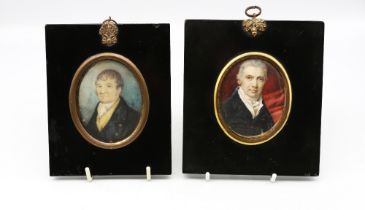 English School (early 19th Century) Portrait miniature of a Gentleman, blue coat oval, approx 6.