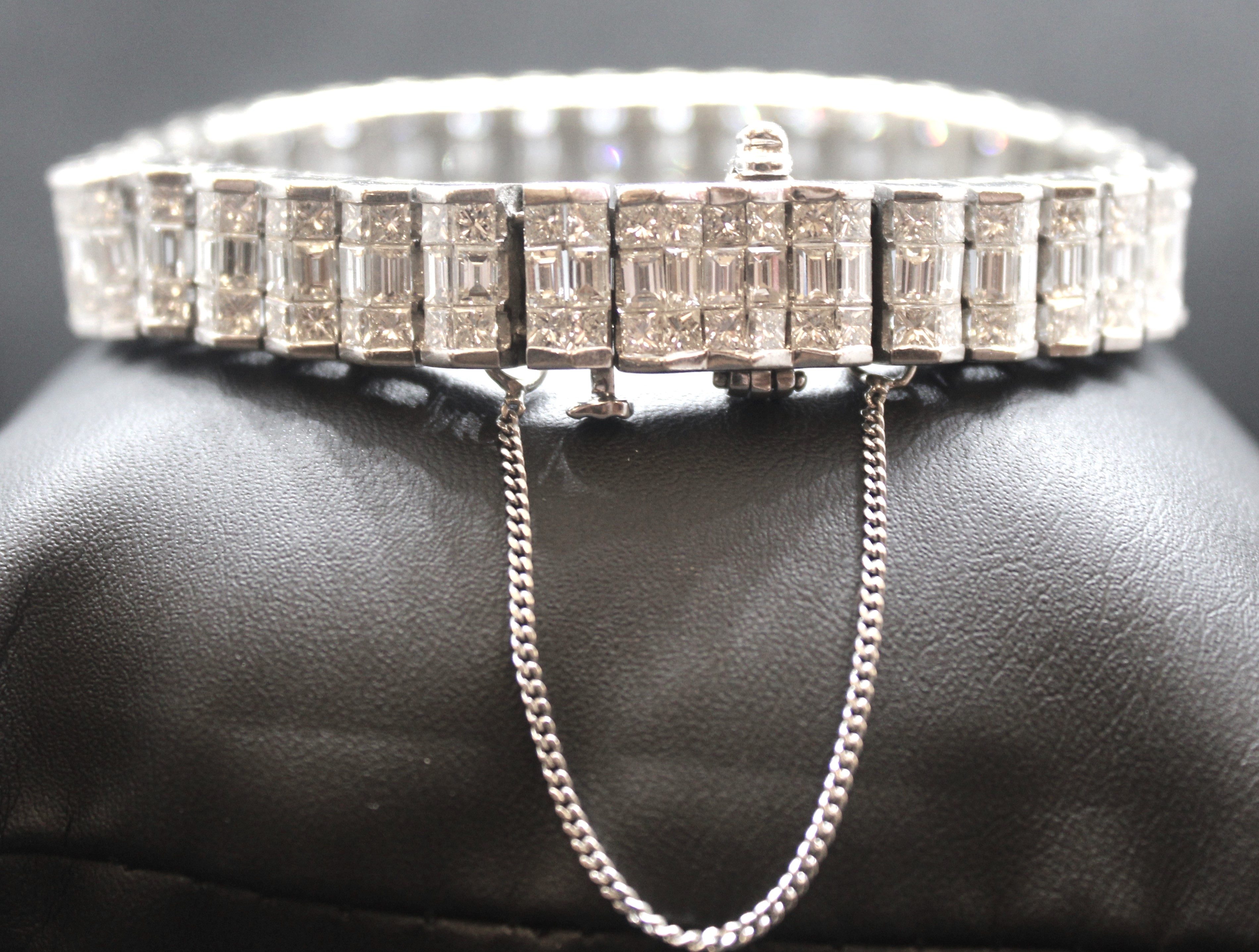 A diamond and 18ct white gold line bracelet with an estimated diamond weight approx 19.45 carats, - Image 2 of 8