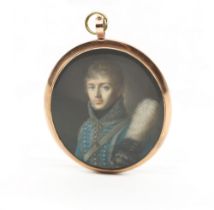 Napoleonic Era: Continental School (early 19th Century) Portrait miniature of an Officer in light