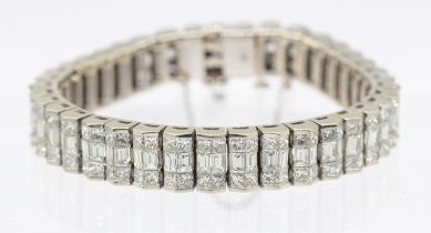 A diamond and 18ct white gold line bracelet with an estimated diamond weight approx 19.45 carats,