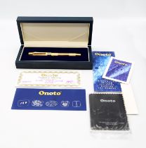 Onoto - a boxed Oxford Vermeil limited edition fountain pen No. 2 of 100, hallmarked silver with