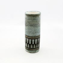 Troika Pottery - a tube vase of cylindrical form from the late 1960s/early 1970s, decorated on a