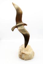 Curtis Jere (1963-2008) - a signed and dated 1974 bronze sculpture on a quartz base entitled 'Gull