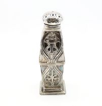 Omar Ramsden (1873-1939) - an Arts & Crafts planished silver sugar caster, of stylised form with
