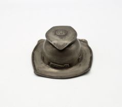 Archibald Knox for Liberty & Co - a Tudric pewter inkwell, of domed form on square base, with