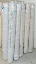 10 large rolls of polly cotton fabric in various colours, 59"/150cm wide. UNCHECKED.