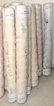 10 rolls of mixed fabrics, 59"/150cm wide, in various colours. UNCHECKED.