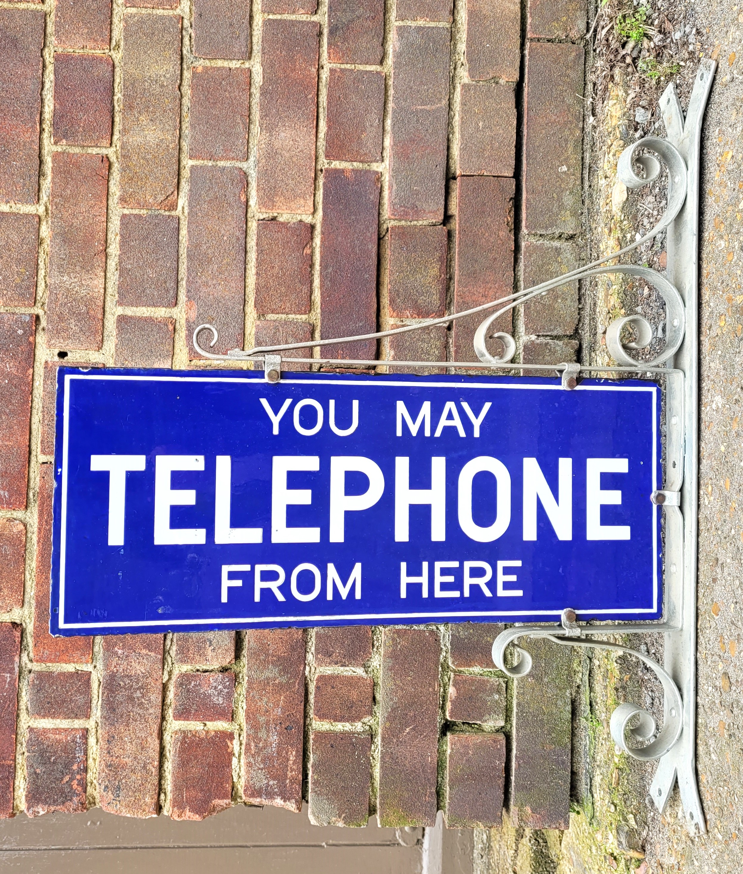 "You May Telephone From Here", An original double sided enamelled sign, 55.8cm x 23cm, with - Image 2 of 2