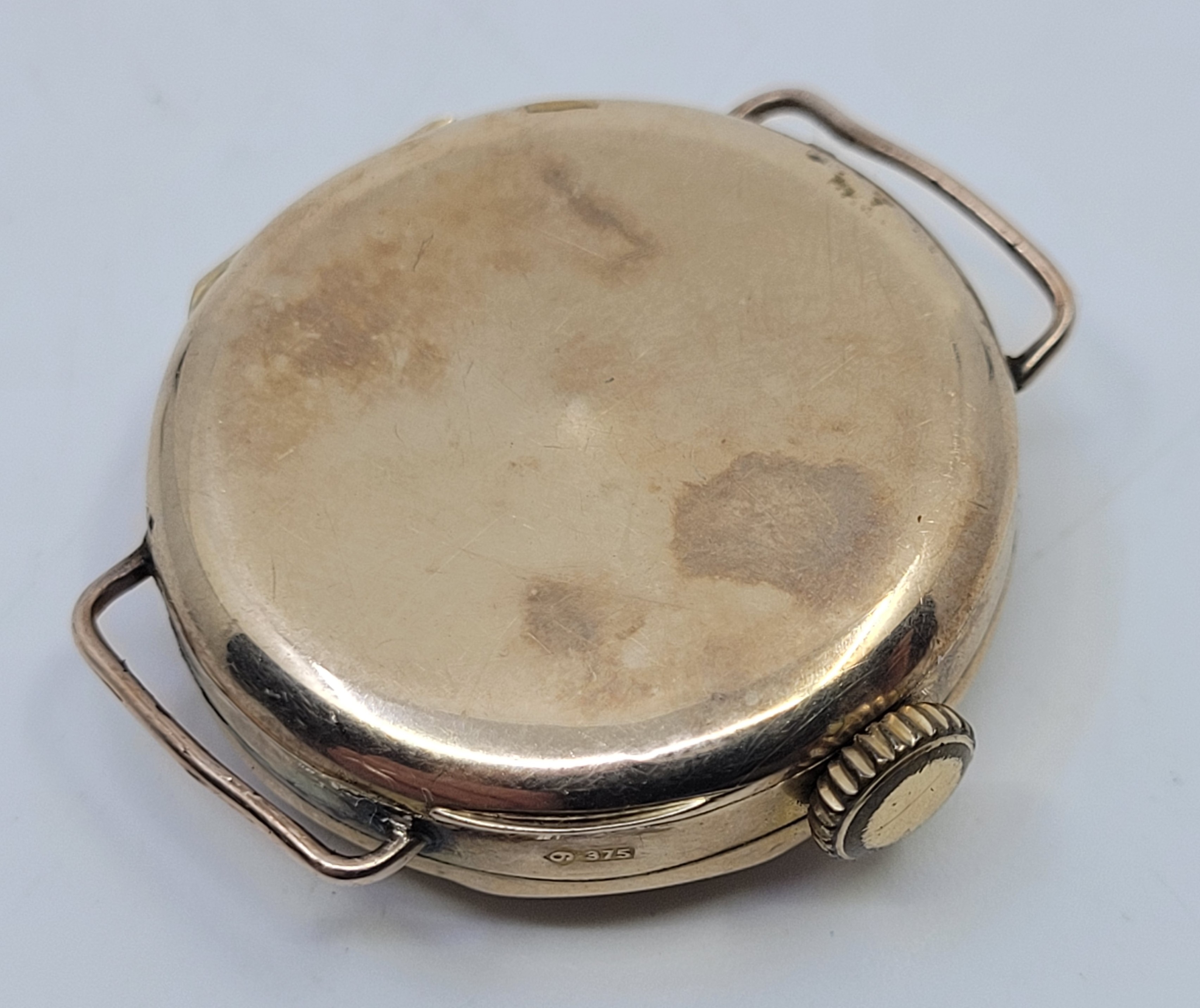 A 9ct. rose gold wrist watch, c.1925, having engine turned silver dial with Arabic numeral chapter - Image 4 of 12