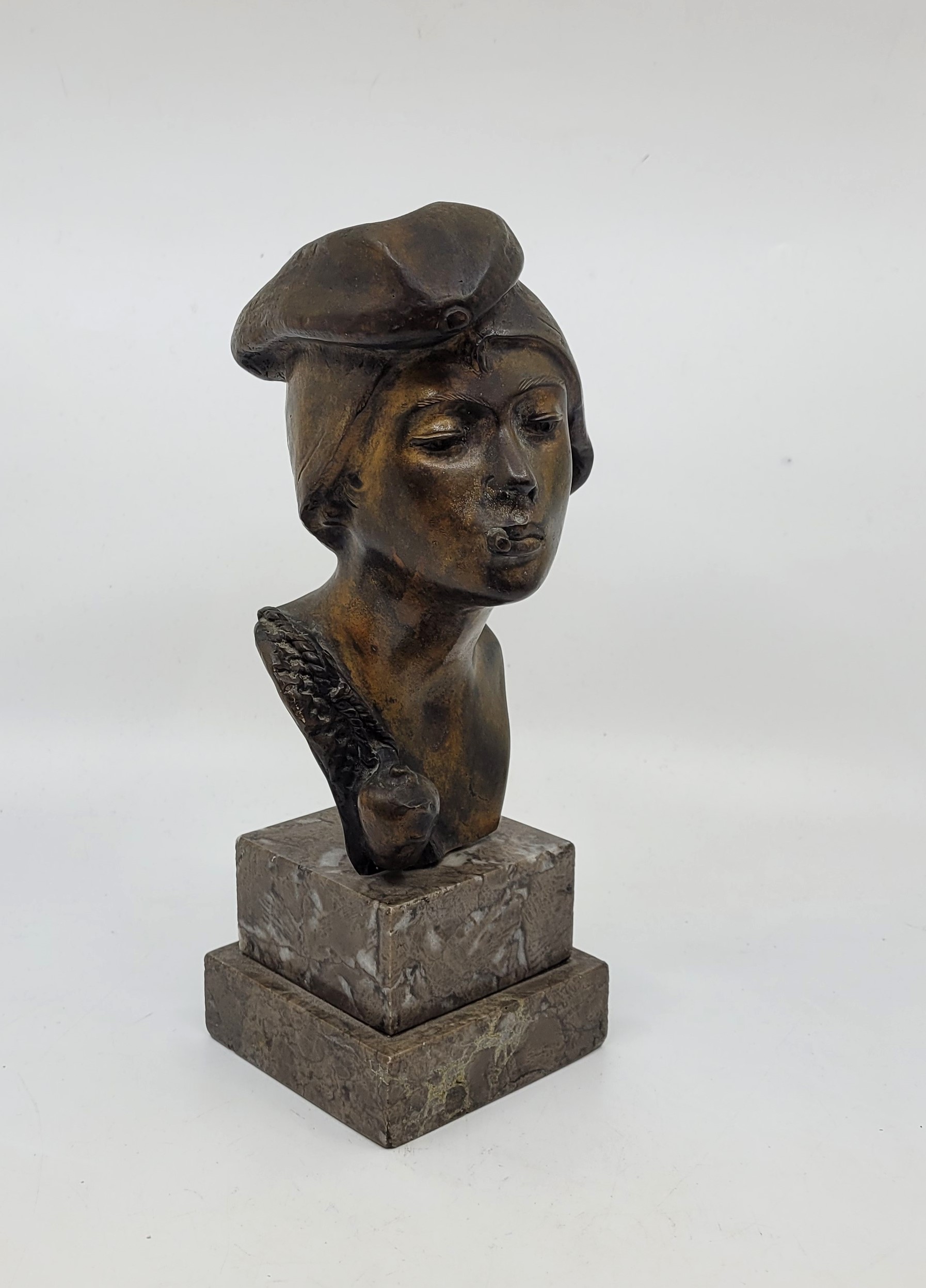 Giovanni De Martino (Naples 1870-1935), a bronze bust, signed, mounted to stepped marble base, - Image 16 of 18