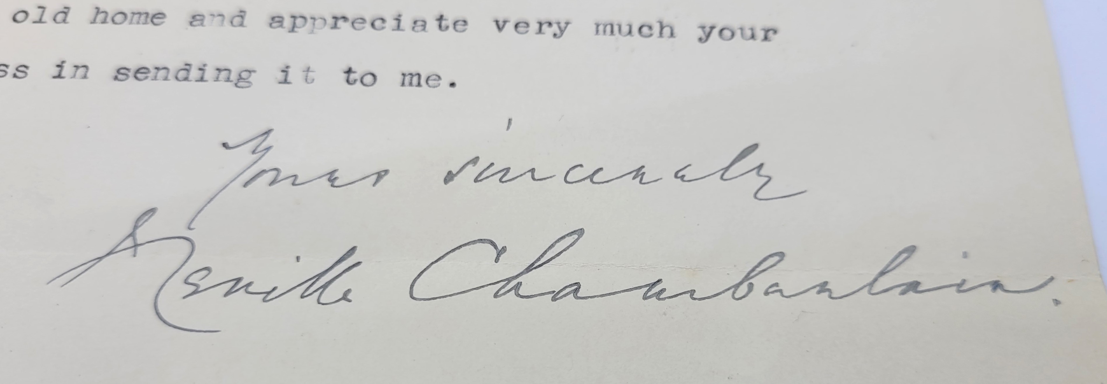 Ephemera: An original letter from 10, Downing Street signed by Neville Chamberlain dated 30th - Image 7 of 10