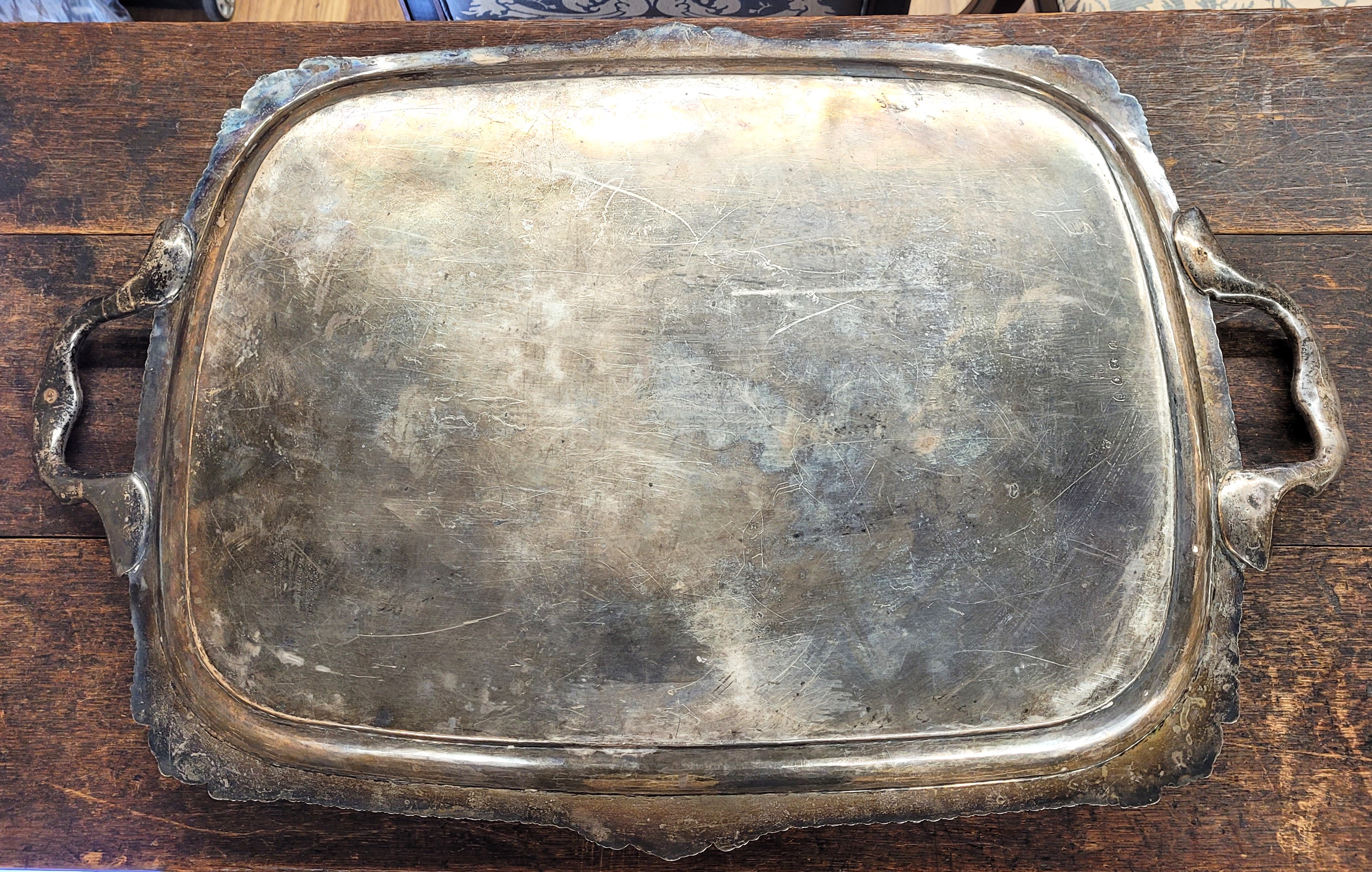 A large Victorian silver twin handled tray, by Walter & John Barnard, London 1893, of near - Image 4 of 12