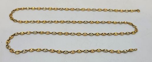 An 18ct. tri-colour gold anchor link chain, length 70.5cm. (22.7g)