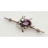 A Charles Horner silver and paste spider brooch, Chester 1921, the spider rub-over set faceted