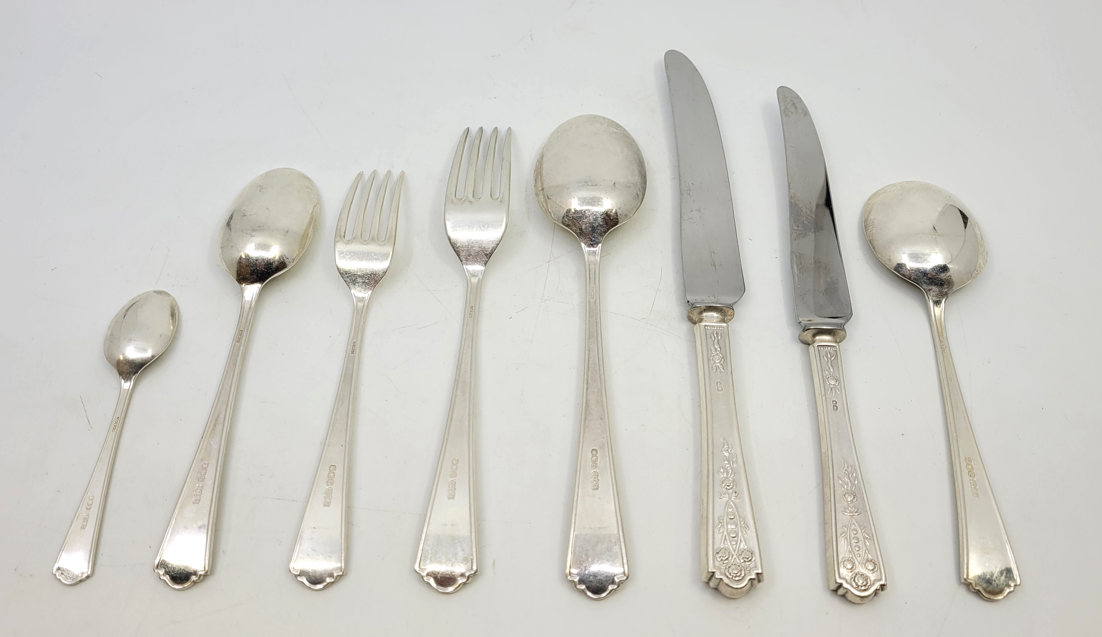A set of silver flatware for six place settings, by James Dixon & Sons Ltd, Sheffield 1964-66, - Image 5 of 9