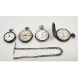 A Victorian silver open face pocket watch, key wind, having engine turned and engraved Roman numeral