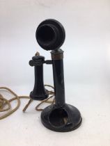 An early 20th cent   black  stick telephone (a/f)