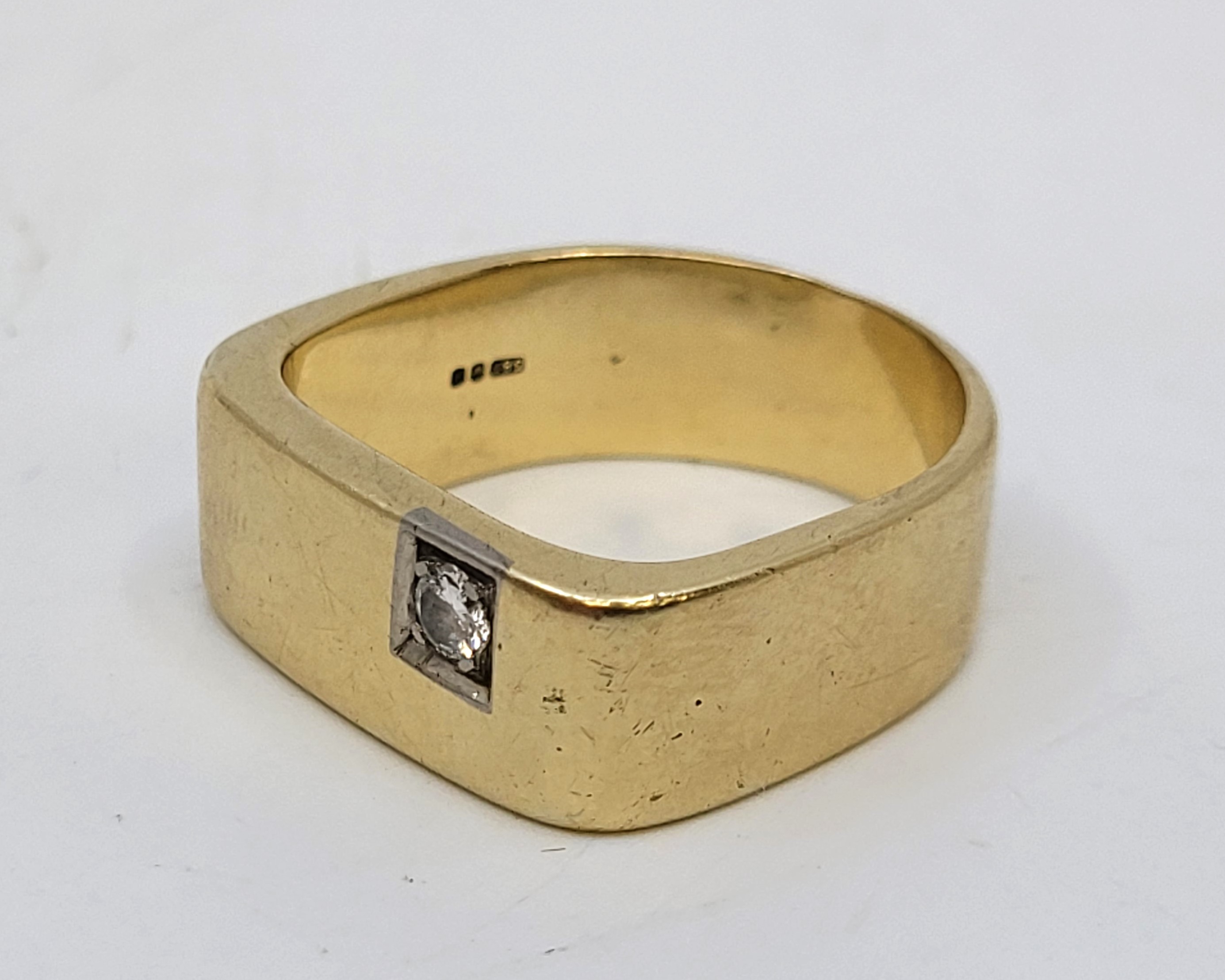A Danish 14ct. yellow gold and diamond ring, set single round brilliant cut diamond (EDW 0.10 - Image 3 of 6