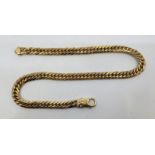 A 9ct. gold flat curb link chain, length 45.5cm. (86.6g)