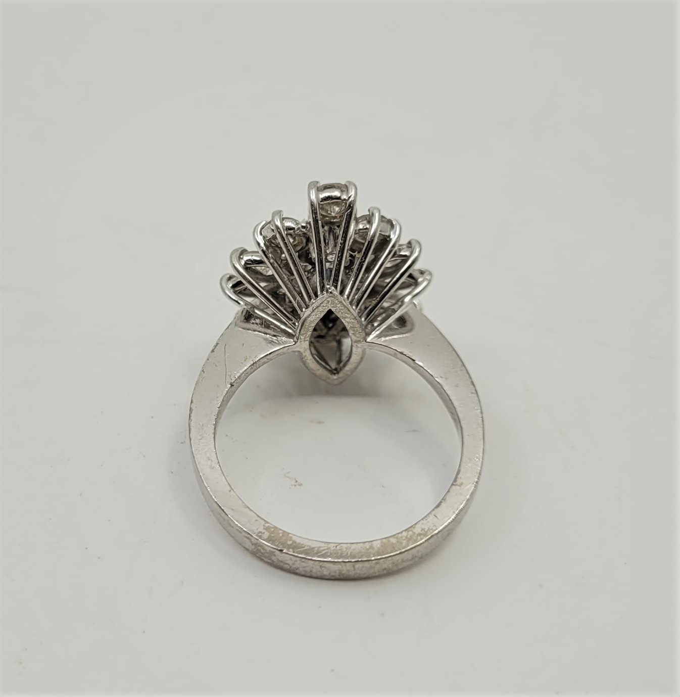 An 18ct. white gold, platinum, sapphire and diamond ring, set marquise cut blue sapphire to centre - Image 3 of 18