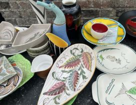 A large collection of art pottery and glass to include Poole , Wade ,  studio pottery and others